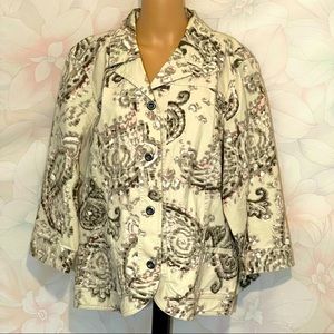 CHICO’S Paisley Floral Print Soft Brushed Jacket 3/XL